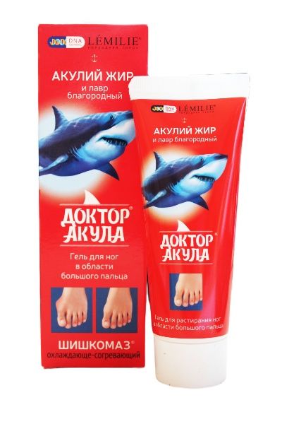 Изображение товара Гель для растирания ног в области большого пальца акулий жир и лавр Доктор Акула 75мл Гель для растирания ног в области большого пальца акулий жир и лавр Доктор Акула 75мл фотография