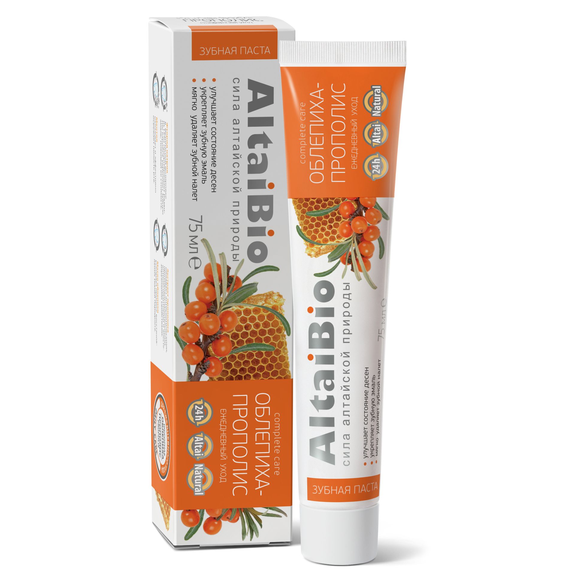 
АлтайБио зубная паста для ежедневного ухода облепиха-прополис Две линии 75г в Саратове