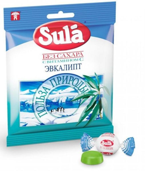 Изображение товара Леденцы Sula без сахара Эвкалипт 60г Леденцы Sula без сахара Эвкалипт 60г фотография