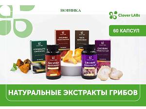Натуральные экстракты грибов от Clover Labs для укрепления организма