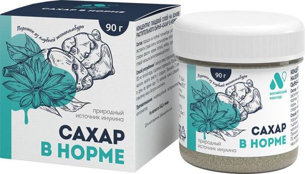 Изображение товара Концентрат сахар в норме инулиновый Алтайский нектар 90г Концентрат сахар в норме инулиновый Алтайский нектар 90г фотография