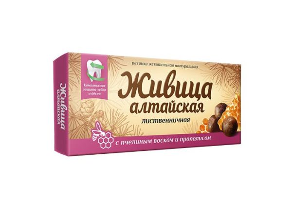 Смолка жевательная Живица Алтайская с пчелиным воском и прополисом Алтайский Нектар 4шт фотография
