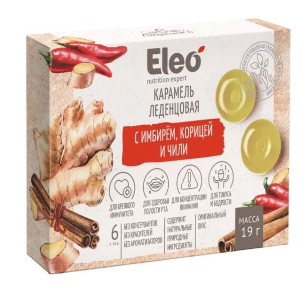Изображение товара Карамель леденцовая Eleo с имбирём/корицей/чили №6 Карамель леденцовая Eleo с имбирём/корицей/чили №6 фотография