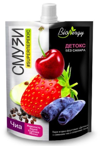 Изображение товара Смузи детокс Bionergy жимолость, вишня, клубника, яблоко чиа 120г Смузи детокс Bionergy жимолость, вишня, клубника, яблоко чиа 120г фотография