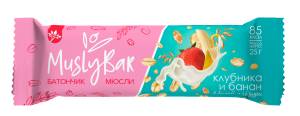 Батончик мюсли MuslyBar клубника банан в белой глазури 25г