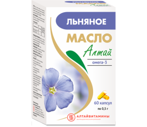 Масло льняное Алтай омега-3, 60 капсул