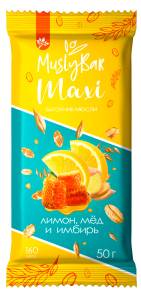 Батончик мюсли MuslyBar Maxi лимон мед имбирь 50г